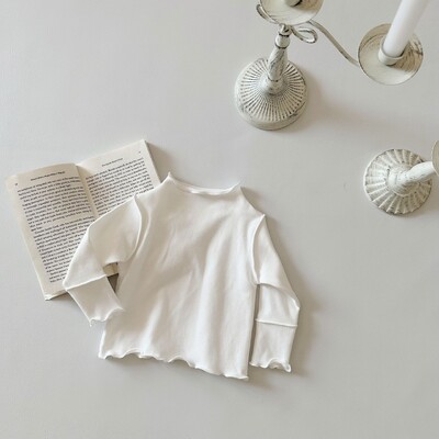 Ανοιξιάτικο φθινόπωρο Βρεφικό μακρυμάνικο πουκάμισο με βάση για βρέφη, μονόχρωμο μπλουζάκι, μπλουζάκι με μισό ψηλό λαιμό