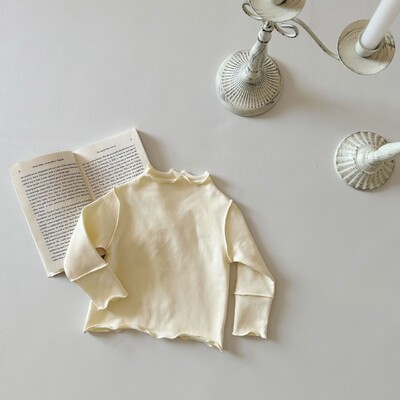 Ανοιξιάτικο φθινόπωρο Βρεφικό μακρυμάνικο πουκάμισο με βάση για βρέφη, μονόχρωμο μπλουζάκι, μπλουζάκι με μισό ψηλό λαιμό