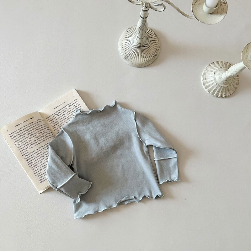 Ανοιξιάτικο φθινόπωρο Βρεφικό μακρυμάνικο πουκάμισο με βάση για βρέφη, μονόχρωμο μπλουζάκι, μπλουζάκι με μισό ψηλό λαιμό