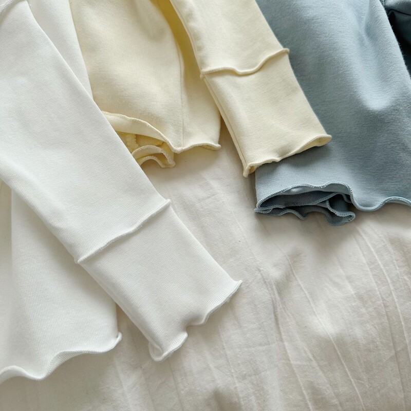 Ανοιξιάτικο φθινόπωρο Βρεφικό μακρυμάνικο πουκάμισο με βάση για βρέφη, μονόχρωμο μπλουζάκι, μπλουζάκι με μισό ψηλό λαιμό