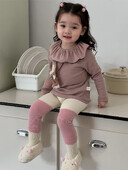 2024 őszi új baba hosszú ujjú alsó ing tömör kisgyermek hajtóka pamut felsők 0-3 éves gyerek ruhák csecsemő lányok pólók