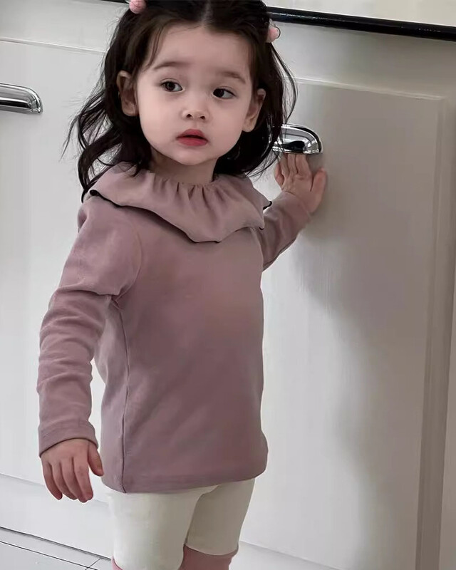 2024 őszi új baba hosszú ujjú alsó ing tömör kisgyermek hajtóka pamut felsők 0-3 éves gyerek ruhák csecsemő lányok pólók