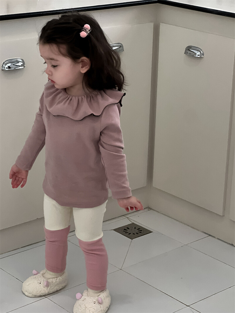 2024 őszi új baba hosszú ujjú alsó ing tömör kisgyermek hajtóka pamut felsők 0-3 éves gyerek ruhák csecsemő lányok pólók