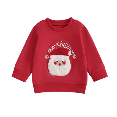 SUNSIOM, maziem bērniem, zēniem, zēniem, Ziemassvētku džemperi ar Ziemassvētku vecīša burtiem, izšuvumiem, ar garām piedurknēm, bērnu džemperi, rudens apģērbu topi