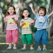 Amila Baby κοντομάνικο μπλουζάκι 2023 Καλοκαίρι Νέο χαριτωμένο κολάζ κινουμένων σχεδίων για αγόρια και κορίτσια Casual ριγέ με στρογγυλή λαιμόκοψη 0-6Y