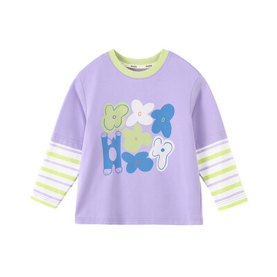 Amila baba póló 2025 tavaszi új egyszínű pamut toldás rajzfilm mintás csíkok légáteresztő puha alkalmi gyerek felső