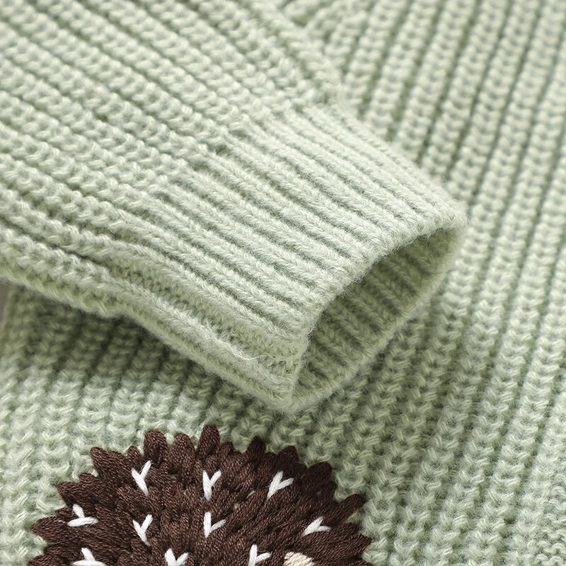 Meiteņu džemperi Trikotāžas zīdaiņu zēnu jaciņa ar garām piedurknēm jaundzimušo bērnu apģērbi Jauki izšūti eža topi Virsdrēbes