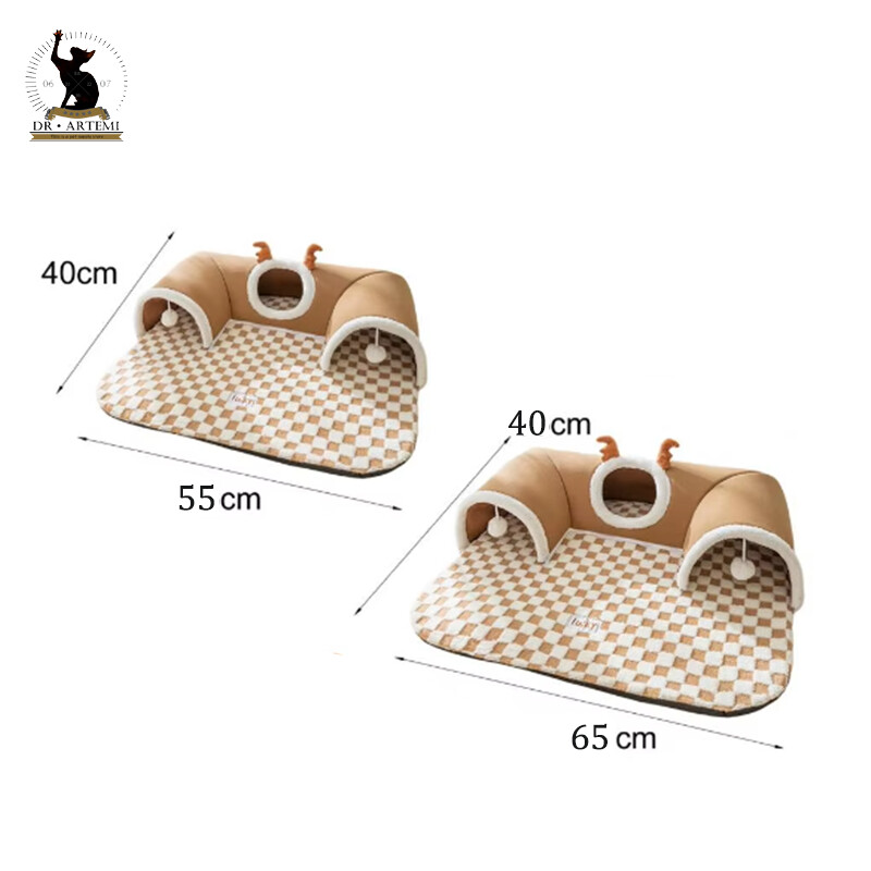 Silta mājdzīvnieku mājas kaķu tuneļa gulta ar Peekaboo plīša baleta rotaļlietu iekštelpu kaķēnu caurules akcentu vairākiem kaķiem, mazs trusis