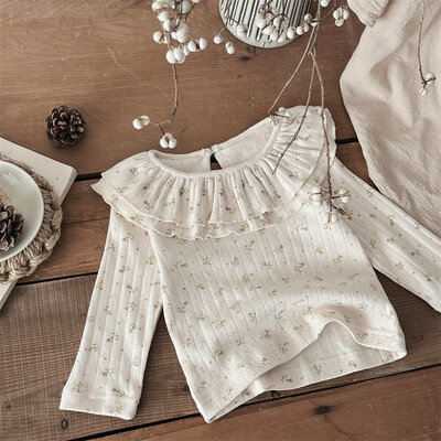 0-18 M zīdaiņu apģērbi, divslāņu T-krekls ar garām piedurknēm, puķaini meiteņu krekliņi