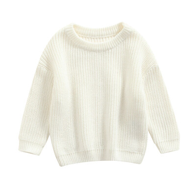 Βρεφικό μονόχρωμο πουλόβερ με λαιμόκοψη Χειμώνας, Unisex Μωρό κορίτσι Αγόρι Φαρδιά Εφαρμογή Πλεκτό Πλεκτό Πουλόβερ με μακρυμάνικο για Φθινόπωρο, Χειμώνα