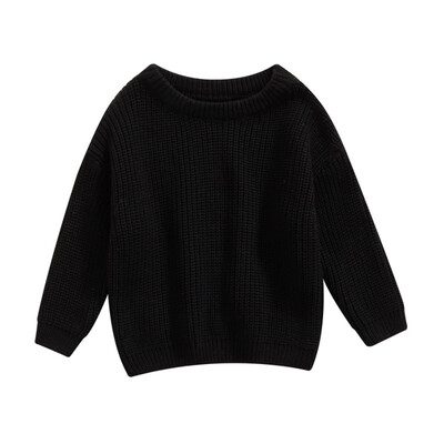 Βρεφικό μονόχρωμο πουλόβερ με λαιμόκοψη Χειμώνας, Unisex Μωρό κορίτσι Αγόρι Φαρδιά Εφαρμογή Πλεκτό Πλεκτό Πουλόβερ με μακρυμάνικο για Φθινόπωρο, Χειμώνα