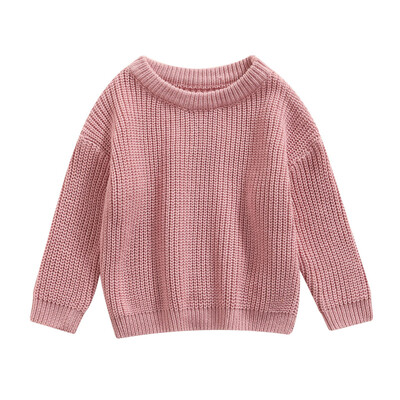 Βρεφικό μονόχρωμο πουλόβερ με λαιμόκοψη Χειμώνας, Unisex Μωρό κορίτσι Αγόρι Φαρδιά Εφαρμογή Πλεκτό Πλεκτό Πουλόβερ με μακρυμάνικο για Φθινόπωρο, Χειμώνα