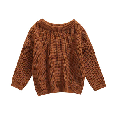 Βρεφικό μονόχρωμο πουλόβερ με λαιμόκοψη Χειμώνας, Unisex Μωρό κορίτσι Αγόρι Φαρδιά Εφαρμογή Πλεκτό Πλεκτό Πουλόβερ με μακρυμάνικο για Φθινόπωρο, Χειμώνα