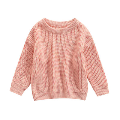 Βρεφικό μονόχρωμο πουλόβερ με λαιμόκοψη Χειμώνας, Unisex Μωρό κορίτσι Αγόρι Φαρδιά Εφαρμογή Πλεκτό Πλεκτό Πουλόβερ με μακρυμάνικο για Φθινόπωρο, Χειμώνα