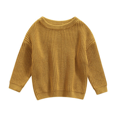 Βρεφικό μονόχρωμο πουλόβερ με λαιμόκοψη Χειμώνας, Unisex Μωρό κορίτσι Αγόρι Φαρδιά Εφαρμογή Πλεκτό Πλεκτό Πουλόβερ με μακρυμάνικο για Φθινόπωρο, Χειμώνα