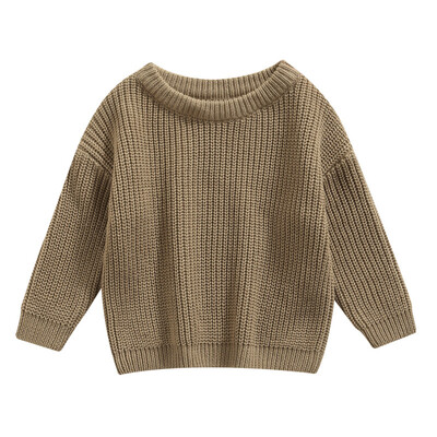 Βρεφικό μονόχρωμο πουλόβερ με λαιμόκοψη Χειμώνας, Unisex Μωρό κορίτσι Αγόρι Φαρδιά Εφαρμογή Πλεκτό Πλεκτό Πουλόβερ με μακρυμάνικο για Φθινόπωρο, Χειμώνα