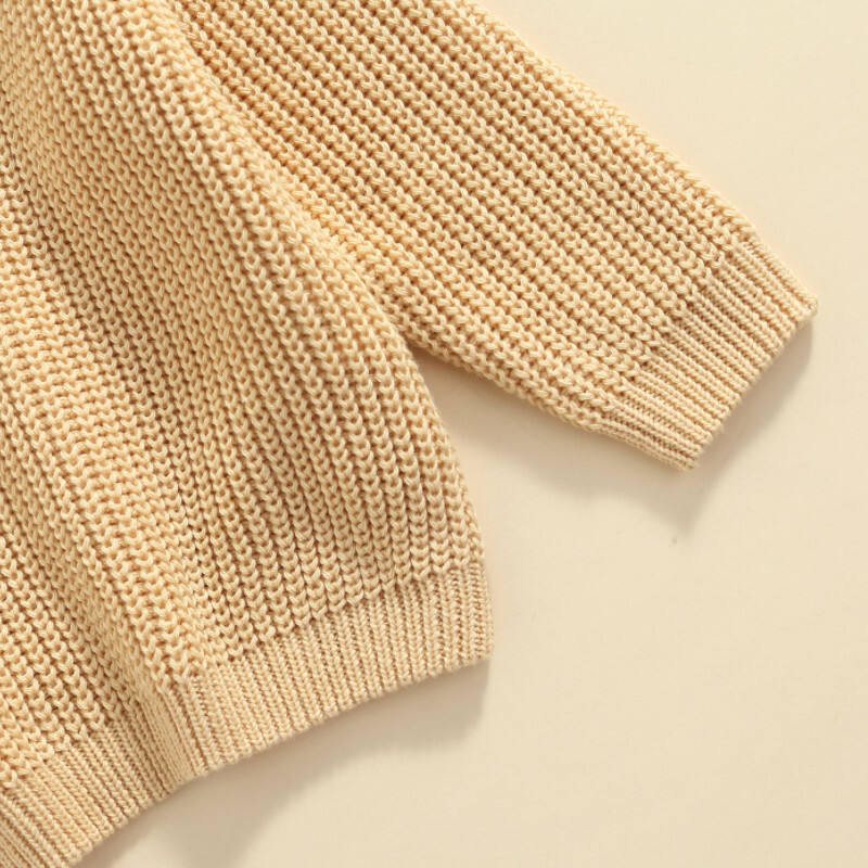 Βρεφικό μονόχρωμο πουλόβερ με λαιμόκοψη Χειμώνας, Unisex Μωρό κορίτσι Αγόρι Φαρδιά Εφαρμογή Πλεκτό Πλεκτό Πουλόβερ με μακρυμάνικο για Φθινόπωρο, Χειμώνα