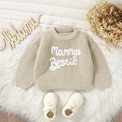 Zīdaiņu mazulis zēns meitene Lielizmēra trikotāžas džemperis Burts kupli ar garām piedurknēm džemperis džemperis krekli Silti rudens ziemas topi Apģērbi