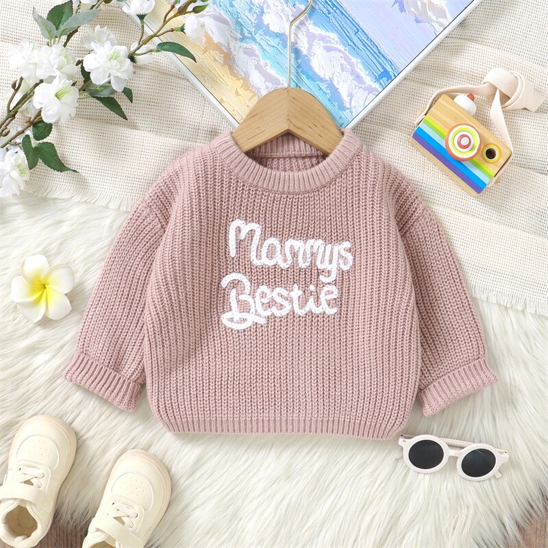 Zīdaiņu mazulis zēns meitene Lielizmēra trikotāžas džemperis Burts kupli ar garām piedurknēm džemperis džemperis krekli Silti rudens ziemas topi Apģērbi