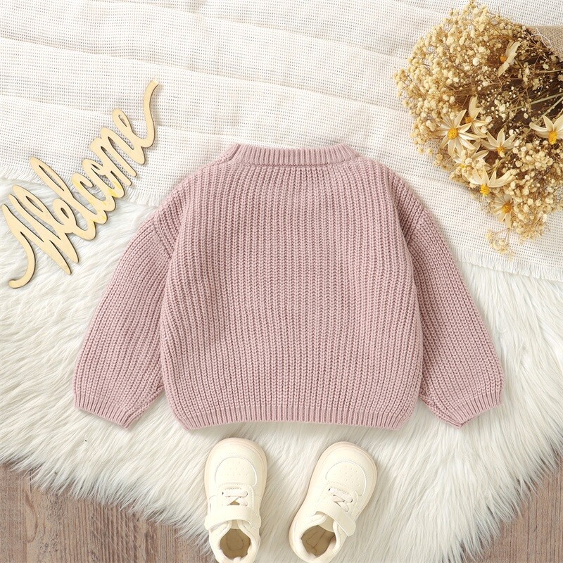 Zīdaiņu mazulis zēns meitene Lielizmēra trikotāžas džemperis Burts kupli ar garām piedurknēm džemperis džemperis krekli Silti rudens ziemas topi Apģērbi