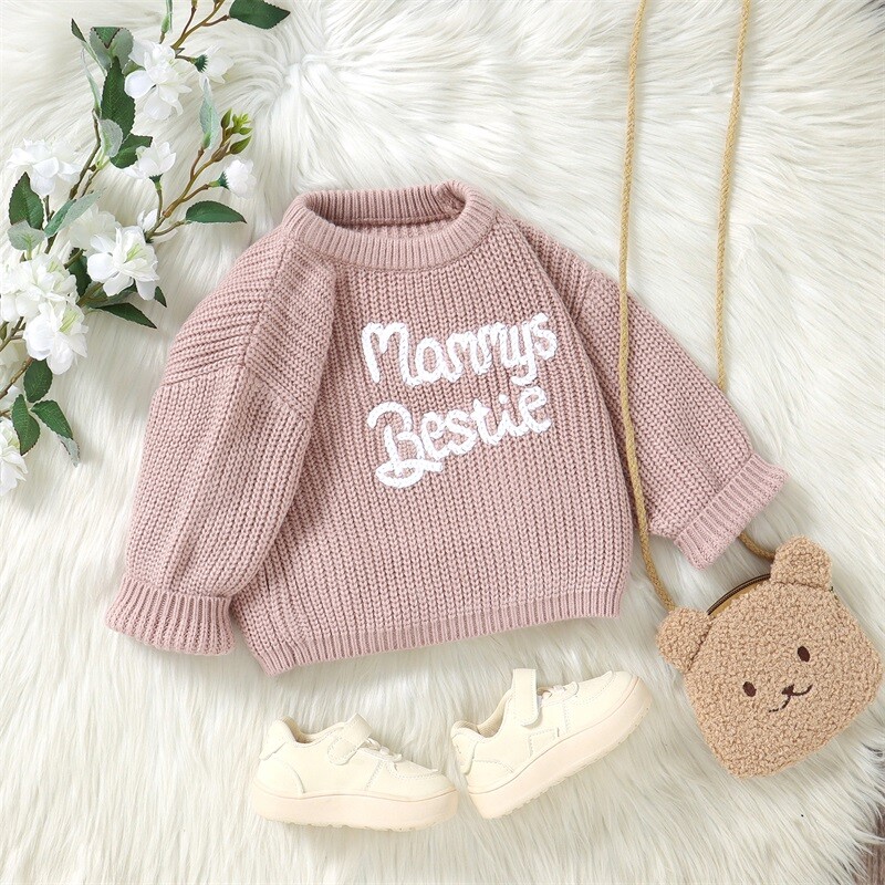 Zīdaiņu mazulis zēns meitene Lielizmēra trikotāžas džemperis Burts kupli ar garām piedurknēm džemperis džemperis krekli Silti rudens ziemas topi Apģērbi