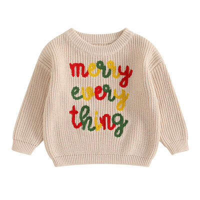 Tipegő lányok fiúk pulóverek karácsonyi ruhák betűk hímzett nyakú hosszú ujjú gyerek pulóverek őszi tél pulóver felsők