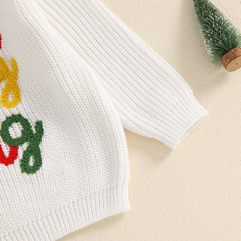 Tipegő lányok fiúk pulóverek karácsonyi ruhák betűk hímzett nyakú hosszú ujjú gyerek pulóverek őszi tél pulóver felsők