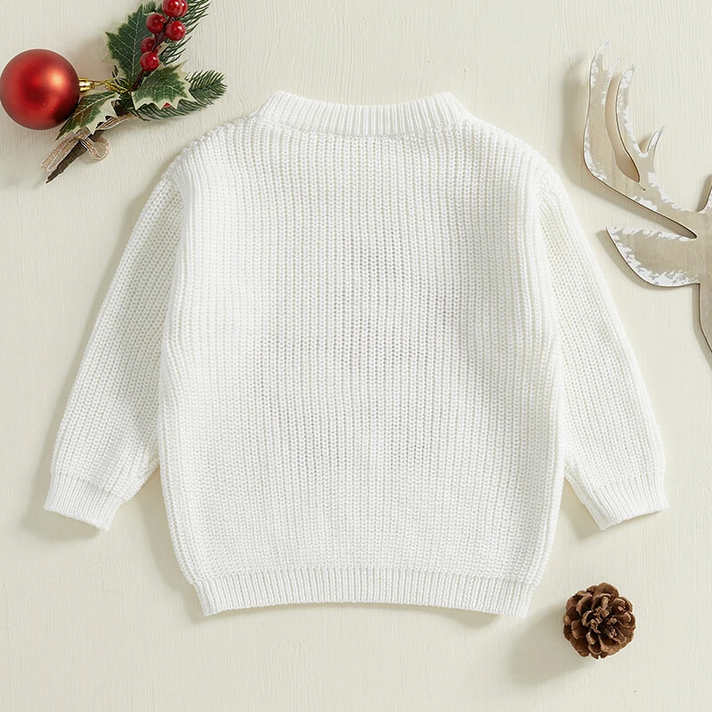 Mazu bērnu zēnu meiteņu Ziemassvētku džemperi Ziemeļbrieži ar garām piedurknēm ar apaļu kaklu, rievoti trikotāžas topi 0-3 gadiem
