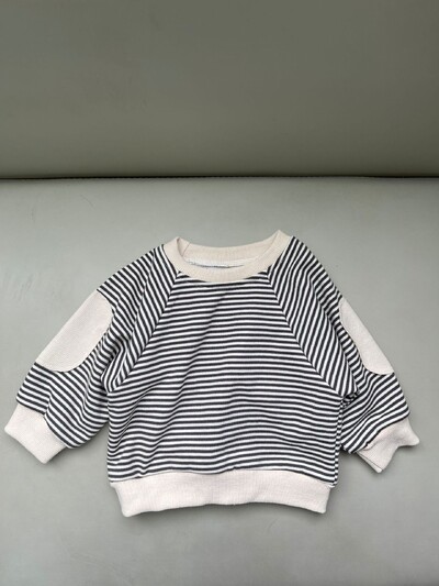 2024. gada rudens, jauns zīdaiņu džemperis ar garām piedurknēm, ikdienišķs svītrains džemperis mazuļiem, brīvs džemperis, zīdaiņu zēnu džemperis, bērnu topi