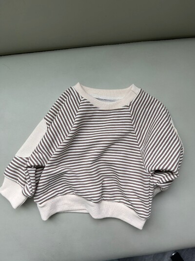 2024. gada rudens, jauns zīdaiņu džemperis ar garām piedurknēm, ikdienišķs svītrains džemperis mazuļiem, brīvs džemperis, zīdaiņu zēnu džemperis, bērnu topi