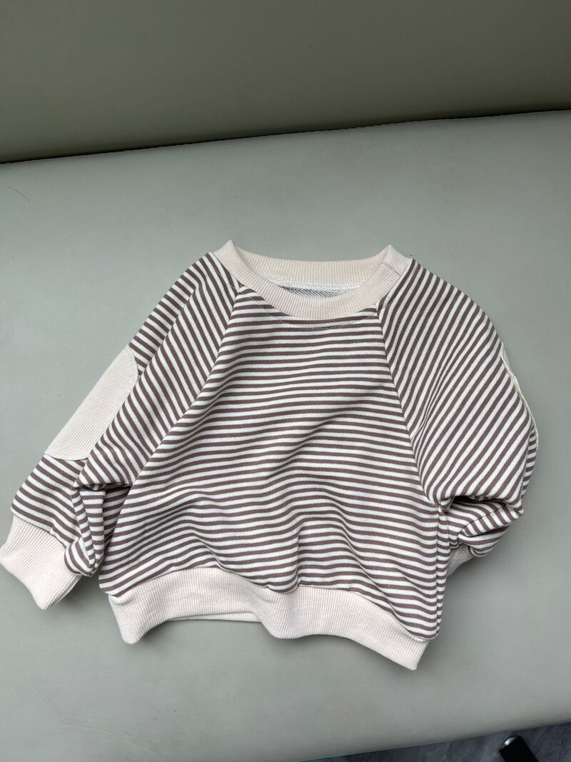 2024. gada rudens, jauns zīdaiņu džemperis ar garām piedurknēm, ikdienišķs svītrains džemperis mazuļiem, brīvs džemperis, zīdaiņu zēnu džemperis, bērnu topi