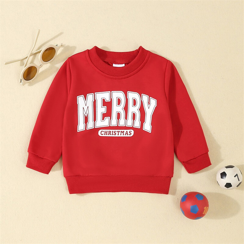 VISgogo 0-3 ετών Νήπιο Κορίτσια Αγόρια Χριστουγεννιάτικο φούτερ Επιστολή τύπωμα με μακρυμάνικο στρογγυλό λαιμό Casual μπλουζάκια πουλόβερ Φθινοπωρινά ρούχα