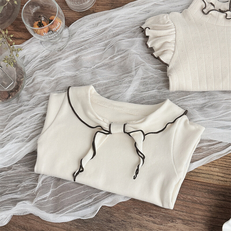 2025 tavaszi őszi baba hosszú ujjú alsó ing csecsemő lányoknak sötétkék gallérral, alkalmi felsők