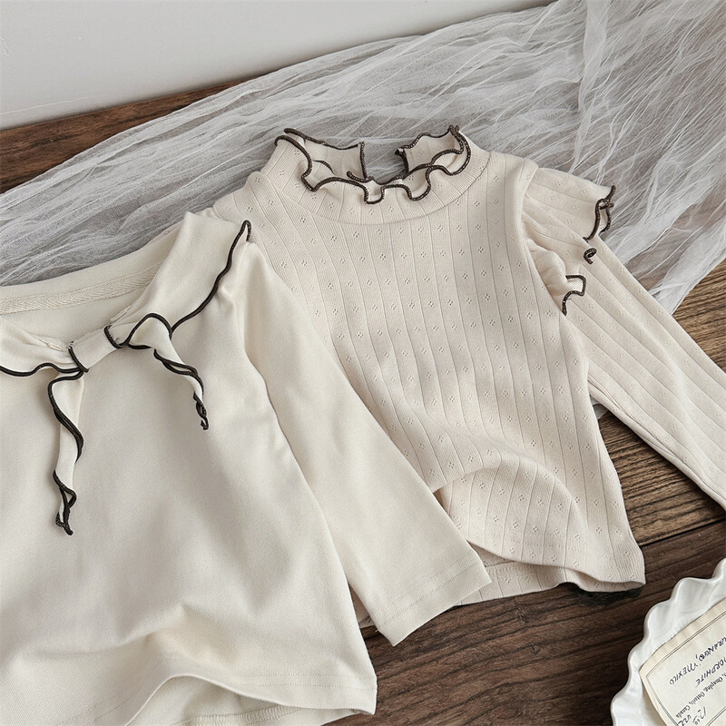 2025 tavaszi őszi baba hosszú ujjú alsó ing csecsemő lányoknak sötétkék gallérral, alkalmi felsők