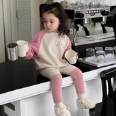 2024. gada rudens, jauni, meiteņu džemperi, jauki multfilmu apdrukas zīdaiņu kompozīcijas topi ar garām piedurknēm 0–3 g. bērnu apģērbi