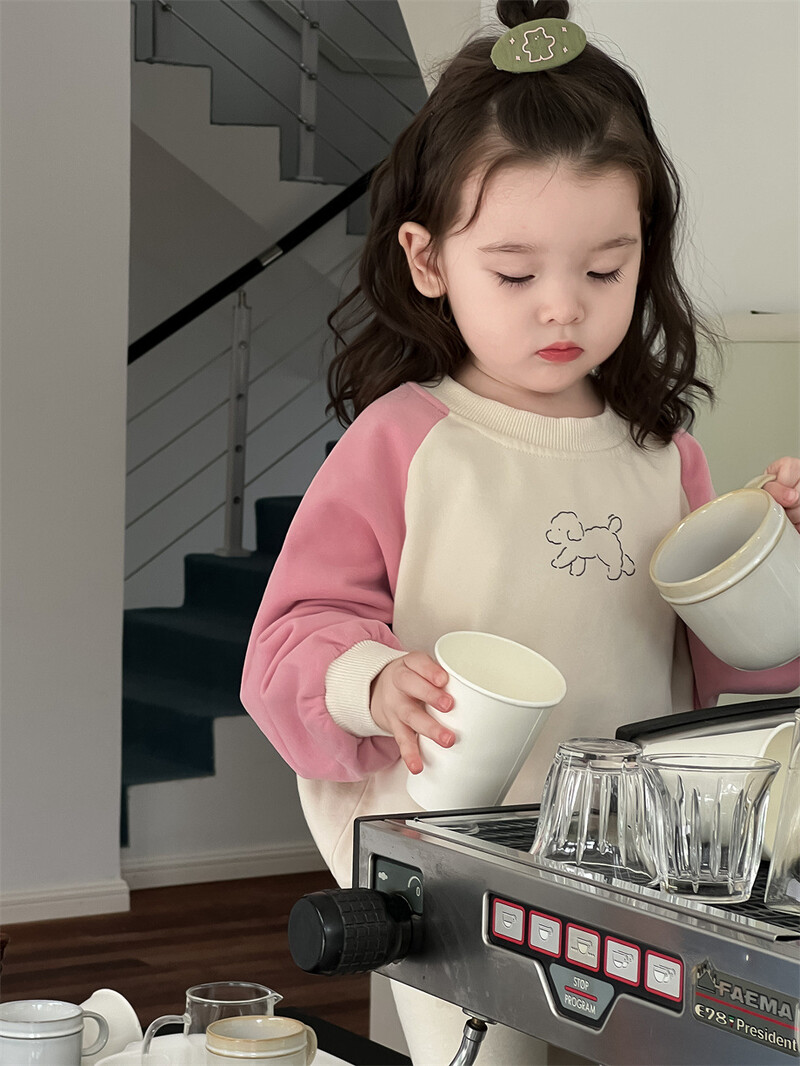 2024. gada rudens, jauni, meiteņu džemperi, jauki multfilmu apdrukas zīdaiņu kompozīcijas topi ar garām piedurknēm 0–3 g. bērnu apģērbi