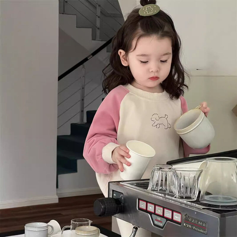 2024. gada rudens, jauni, meiteņu džemperi, jauki multfilmu apdrukas zīdaiņu kompozīcijas topi ar garām piedurknēm 0–3 g. bērnu apģērbi