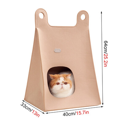 Felt Pet Nest Creative, légáteresztő, összecsukható macskaágyas ház meleg fészek hordható macska hordtáskához a szabadban
