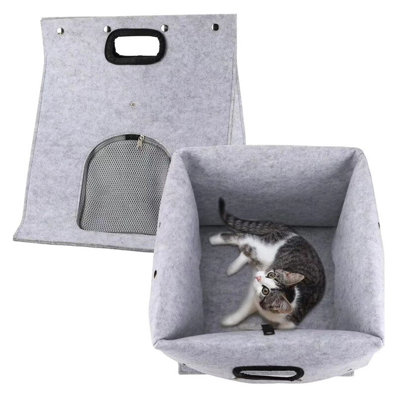 Felt Pet Nest Creative, légáteresztő, összecsukható macskaágyas ház meleg fészek hordható macska hordtáskához a szabadban