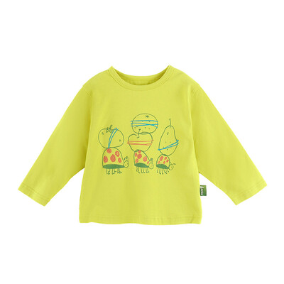 Amila bērnu T-krekls 2024. gada rudens jauni zēnu un meiteņu vienkrāsaini dzīvnieku tīras kokvilnas apaļa kakla daļa, mīksti, brīvi brīvi bērnu topi