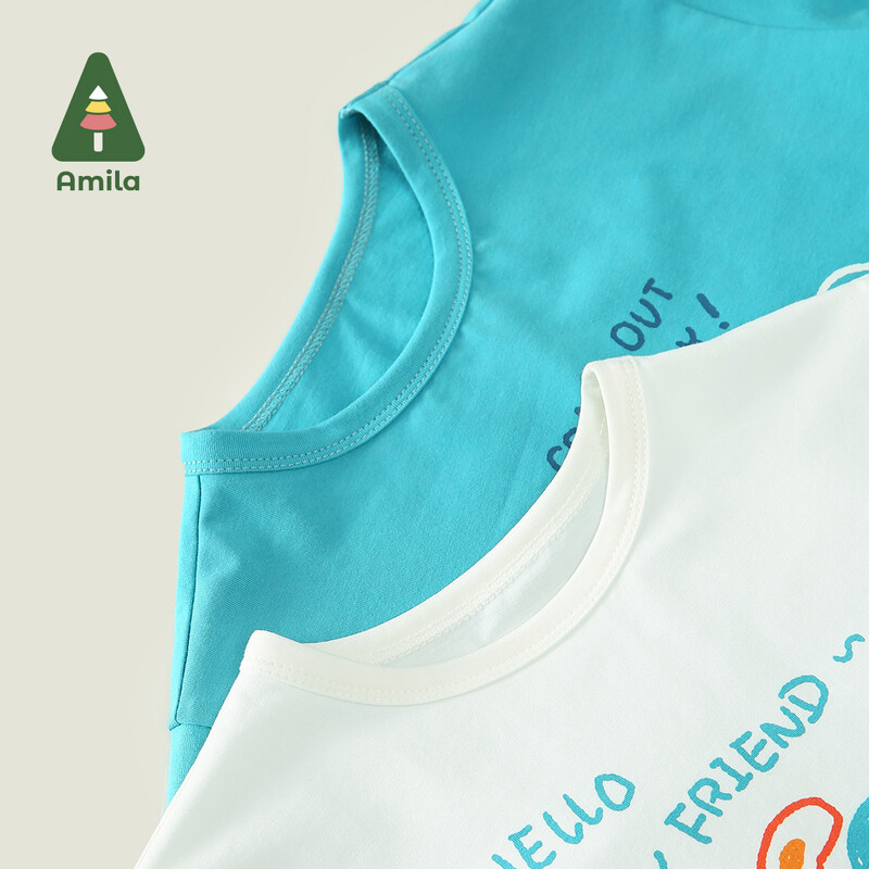 Amila Baby T-krekls 2024 Vasaras Jauns "Draugi" Tēma Apdrukāts Modes Īsām piedurknēm Augstas kvalitātes apģērbs 0-6 gadus veciem