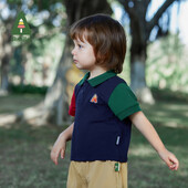 Amila Baby Boy T-krekls 2023 Vasara Jauns Cute Sports Mode Kontrastējošas Krāsas Patchwork POLO Krekls Bērnu Apģērbi 0-6G