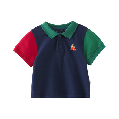 Amila Baby Boy T-krekls 2023 Vasara Jauns Cute Sports Mode Kontrastējošas Krāsas Patchwork POLO Krekls Bērnu Apģērbi 0-6G