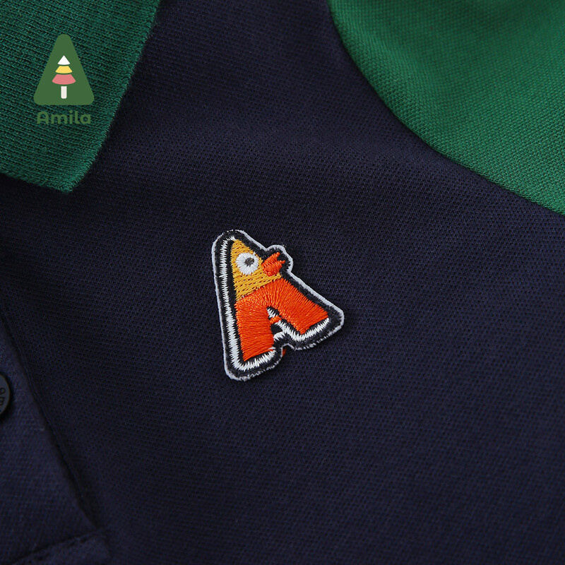 Amila Baby Boy T-krekls 2023 Vasara Jauns Cute Sports Mode Kontrastējošas Krāsas Patchwork POLO Krekls Bērnu Apģērbi 0-6G