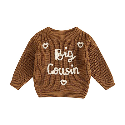 Tipegő Lányok Fiúk Pulóver Szív betűk Hímzés Hosszú ujjú Pulóverek Őszi Téli Gyerek Ruhák Baba Pulóverek Felsők