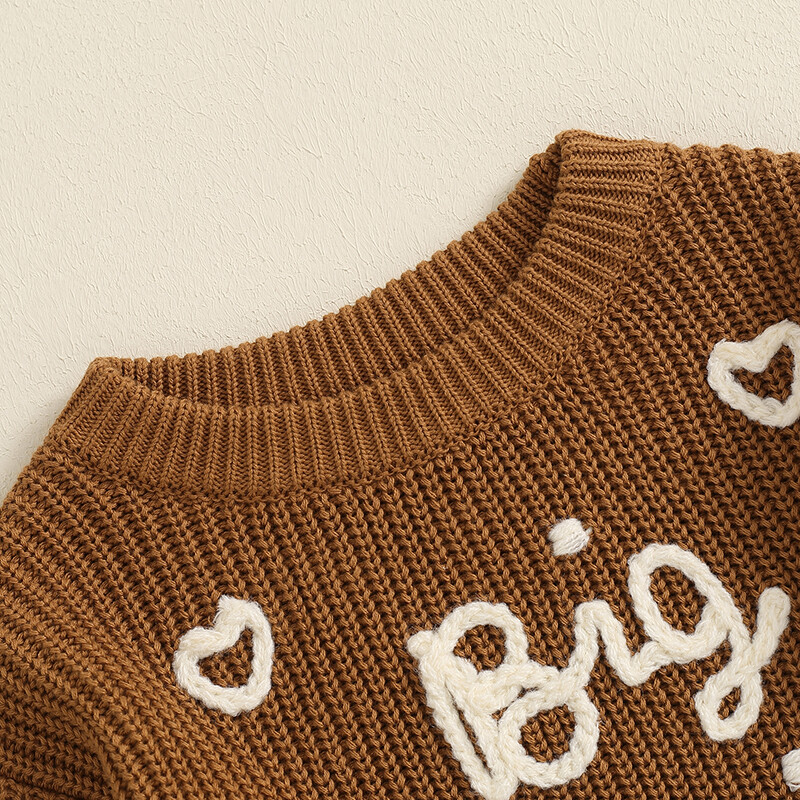 Tipegő Lányok Fiúk Pulóver Szív betűk Hímzés Hosszú ujjú Pulóverek Őszi Téli Gyerek Ruhák Baba Pulóverek Felsők