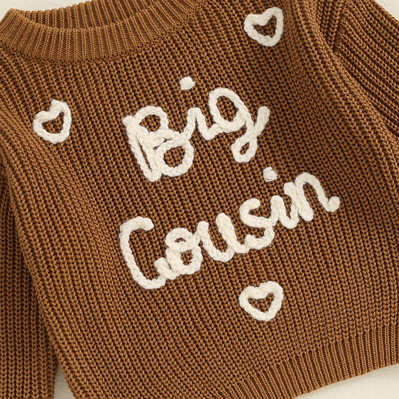 Tipegő Lányok Fiúk Pulóver Szív betűk Hímzés Hosszú ujjú Pulóverek Őszi Téli Gyerek Ruhák Baba Pulóverek Felsők