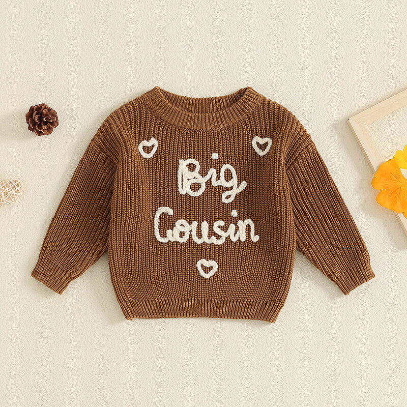 Tipegő Lányok Fiúk Pulóver Szív betűk Hímzés Hosszú ujjú Pulóverek Őszi Téli Gyerek Ruhák Baba Pulóverek Felsők