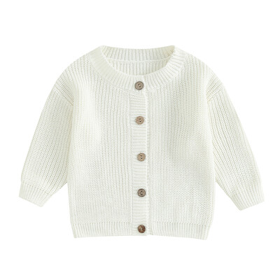 0-18 hónapos baba lányoknak kötött kardigán aranyos, hosszú ujjú, kerek nyakú, egyszínű legombolt pulóver őszi téli felsők