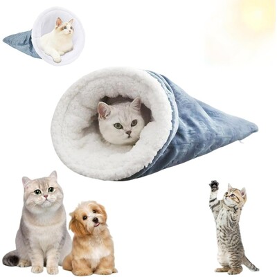 Téli macska hálózsák, új macska hálózsák, puha plüss nagy macskafészek ágy, meleg kisállatszőnyeg macskaágy benti macskáknak és kiskutyáknak